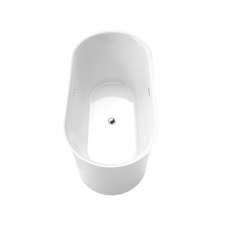 Clarity&main 67" x 32" Flatbottom Freestanding Acrylic Soaking Bathtub in Glossy White with Drain and Integrated Overflow