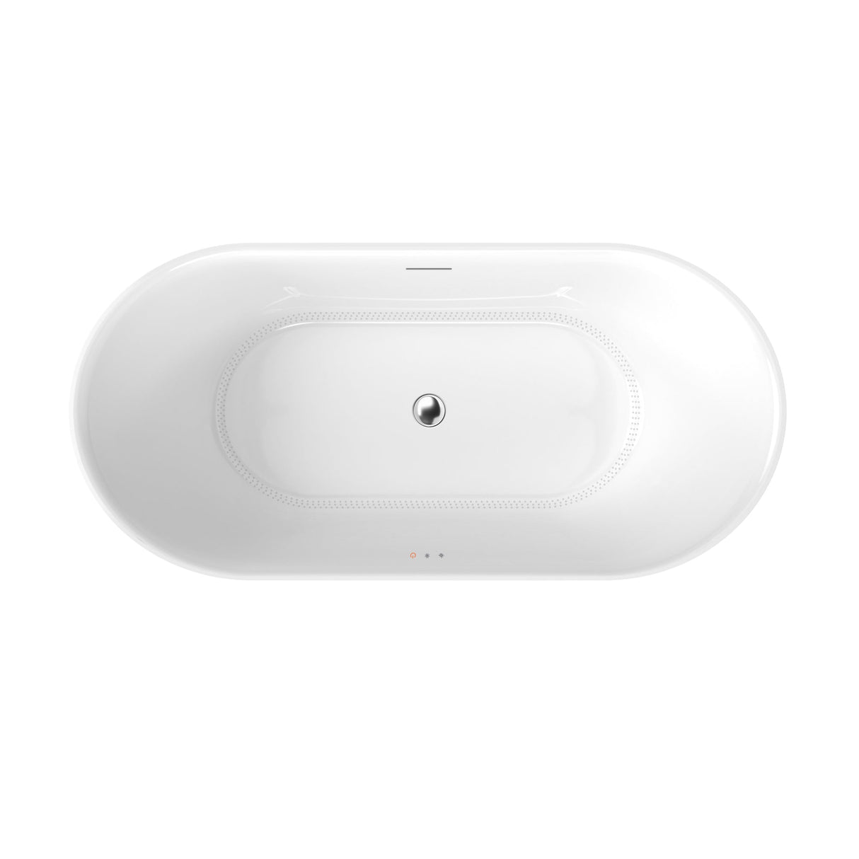 Clarity&main 67" x 32" Flatbottom Freestanding Acrylic Soaking Bathtub in Glossy White with Drain and Integrated Overflow