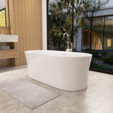 Clarity&main 67" x 32" Flatbottom Freestanding Acrylic Soaking Bathtub in Glossy White with Drain and Integrated Overflow