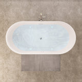 Clarity&main 67" x 32" Flatbottom Freestanding Acrylic Soaking Bathtub in Glossy White with Drain and Integrated Overflow