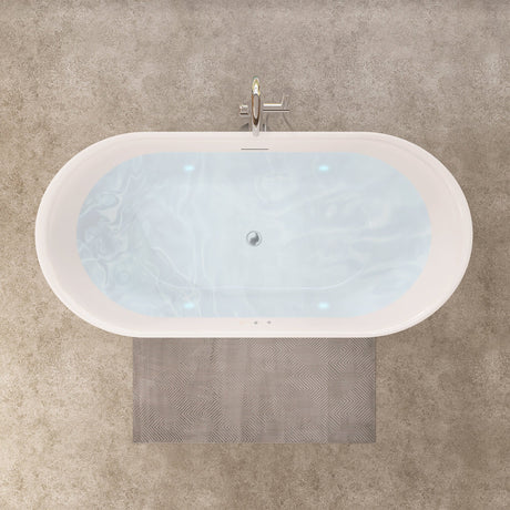 Clarity&main 67" x 32" Flatbottom Freestanding Acrylic Soaking Bathtub in Glossy White with Drain and Integrated Overflow