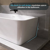 Lilac 67" x 32" Flatbottom Freestanding Acrylic Soaking Bathtub in Glossy White with Drain and Integrated Overflow