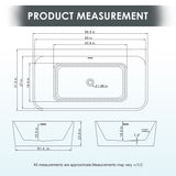 Lilac 67" x 32" Flatbottom Freestanding Acrylic Soaking Bathtub in Glossy White with Drain and Integrated Overflow