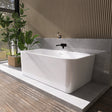 Lilac 67" x 32" Flatbottom Freestanding Acrylic Soaking Bathtub in Glossy White with Drain and Integrated Overflow