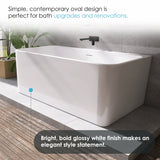 Lilac 67" x 32" Flatbottom Freestanding Acrylic Soaking Bathtub in Glossy White with Drain and Integrated Overflow