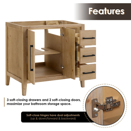 Laurel 36"/48"/60"/72" single/double vanity cabinet without top