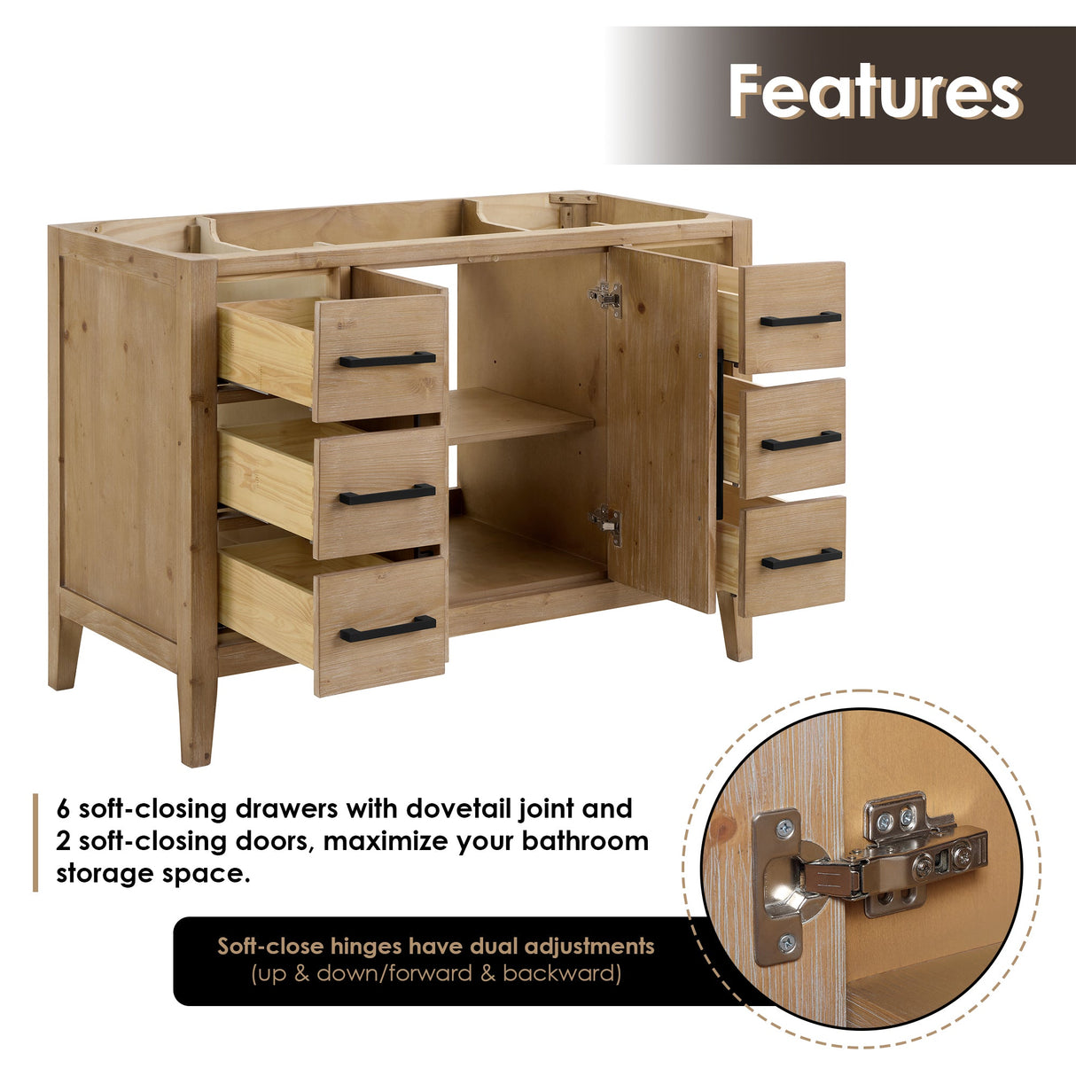 Laurel 36"/48"/60"/72" single/double vanity cabinet without top