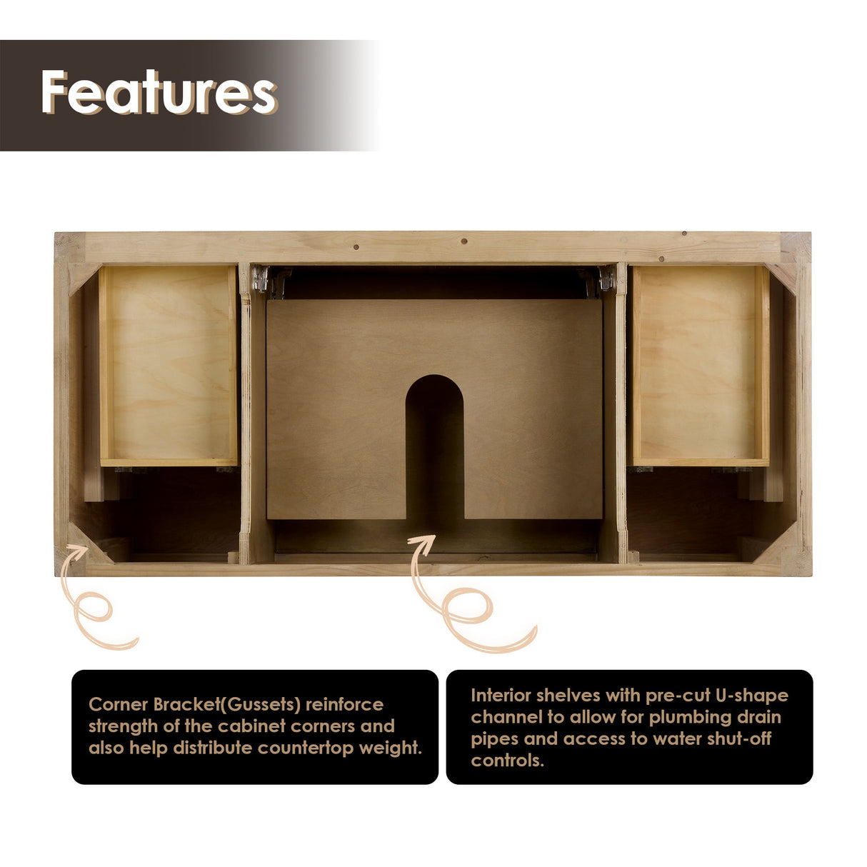 Laurel 36"/48"/60"/72" single/double vanity cabinet without top