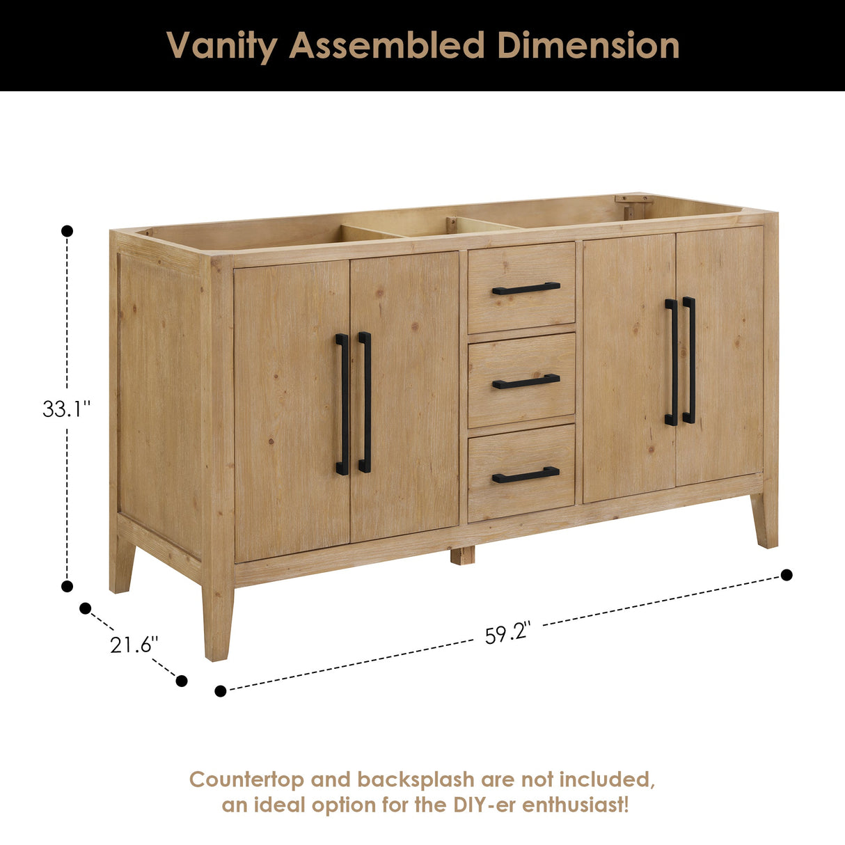 Laurel 36"/48"/60"/72" single/double vanity cabinet without top