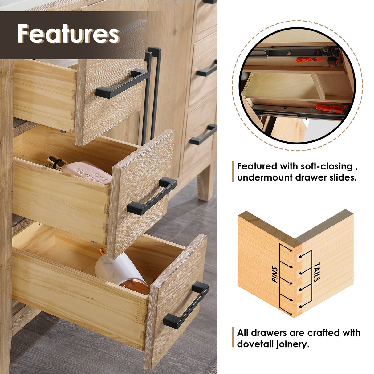 Laurel 36"/48"/60"/72" single/double vanity cabinet without top