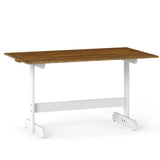 55 Inch Dining Table for 4-6 People Rectangular Kitchen Table with Solid Wood Trestle Base-Walnut