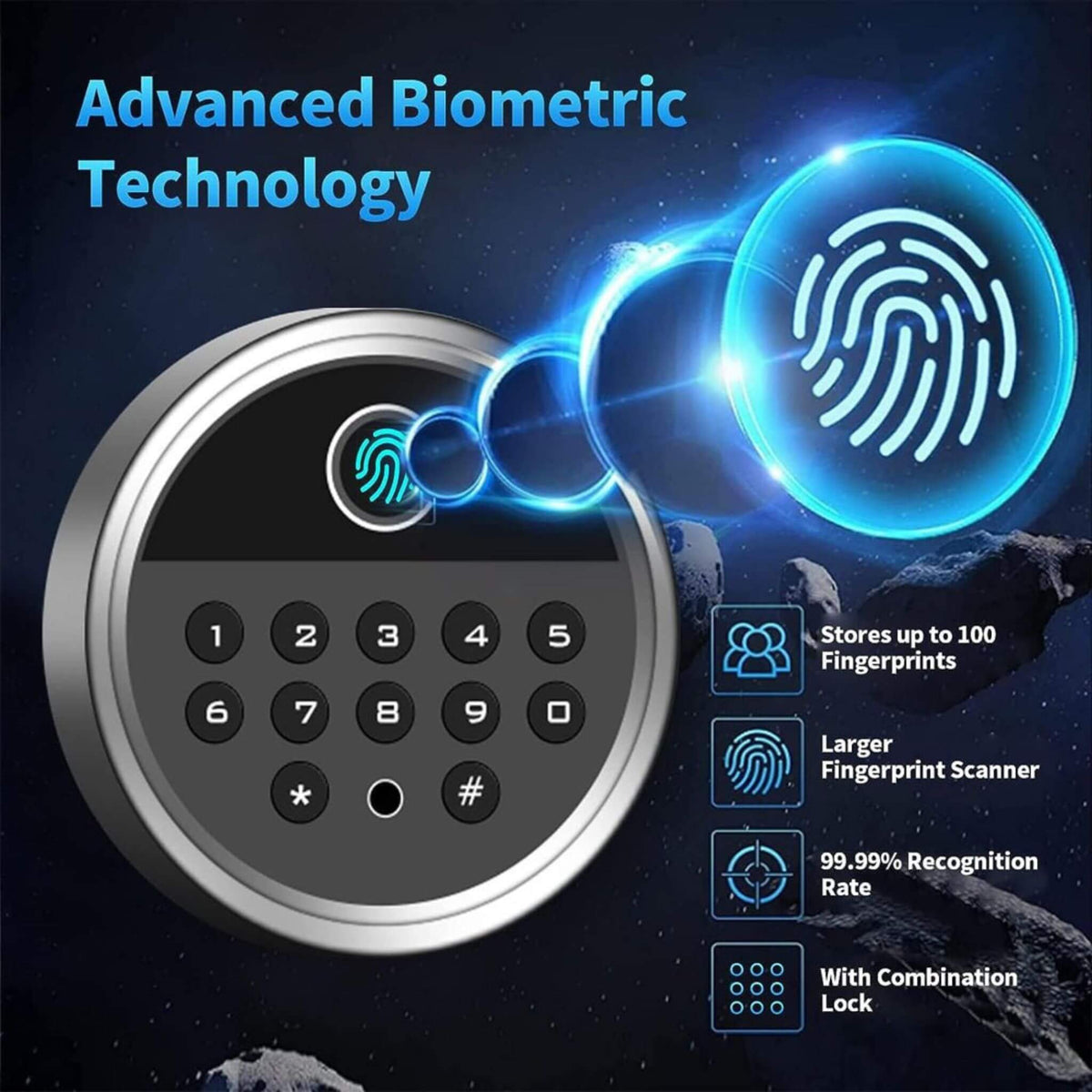 Heavy-Duty 57-Inch Anti-Theft Fireproof Biometric Gun Rifle Pistol Safe For Home, 11-12 Guns