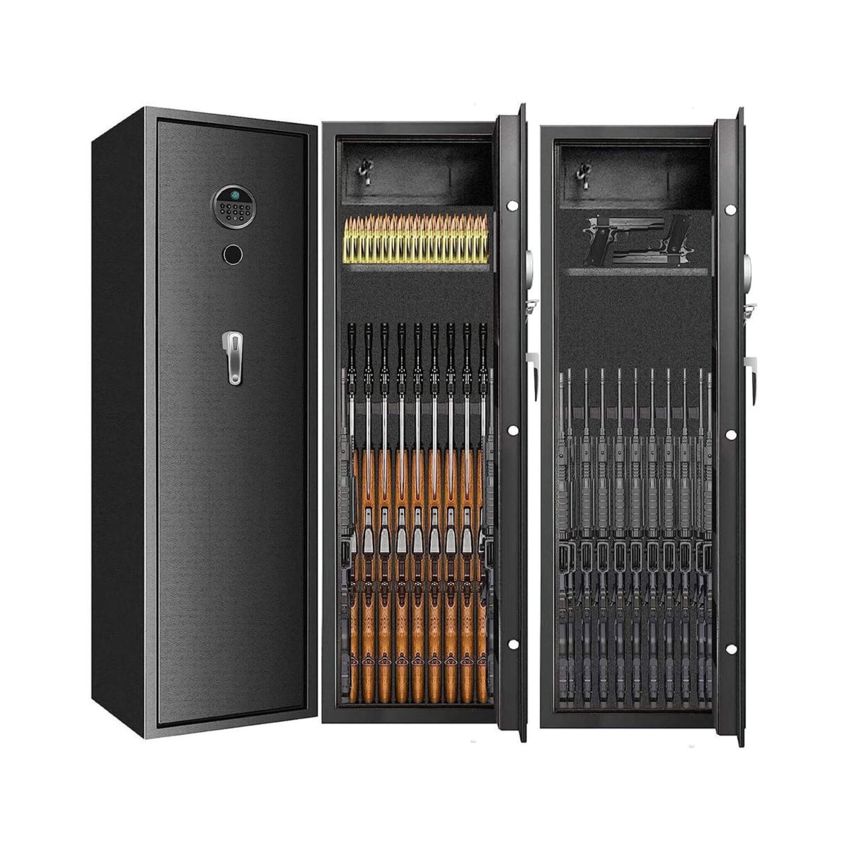 Heavy-Duty 57-Inch Anti-Theft Fireproof Biometric Gun Rifle Pistol Safe For Home, 11-12 Guns