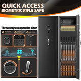 Heavy-Duty 57-Inch Anti-Theft Fireproof Biometric Gun Rifle Pistol Safe For Home, 11-12 Guns