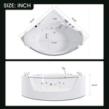 Nuvia Serenity 59-Inch 2-Person Acrylic Corner Whirlpool 16-Jet Hydro Massage Bathtub With Heater Rainbow Light (SAK12058)