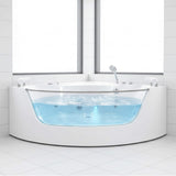 Nuvia Serenity 59-Inch 2-Person Acrylic Corner Whirlpool 16-Jet Hydro Massage Bathtub With Heater Rainbow Light (SAK12058)