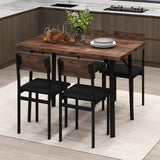 5-Piece Dining Table Set for 4 People Industrial Kitchen Table and 4 PU Leather Chairs-Brown