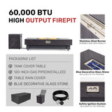 Alora Premium 60-Inch Rectangular Outdoor Modern Propane Fire Pit Table With Rain Cover (SAK91273)
