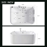 Nuvia 61-Inch 2-Person Acrylic Whirlpool Massage Bathtub With 16 Water Jets And LED Lights (SAK15780)