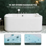 Nuvia 61-Inch 2-Person Acrylic Whirlpool Massage Bathtub With 16 Water Jets And LED Lights (SAK15780)