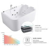 Nuvia 61-Inch 2-Person Acrylic Whirlpool Massage Bathtub With 16 Water Jets And LED Lights (SAK15780)