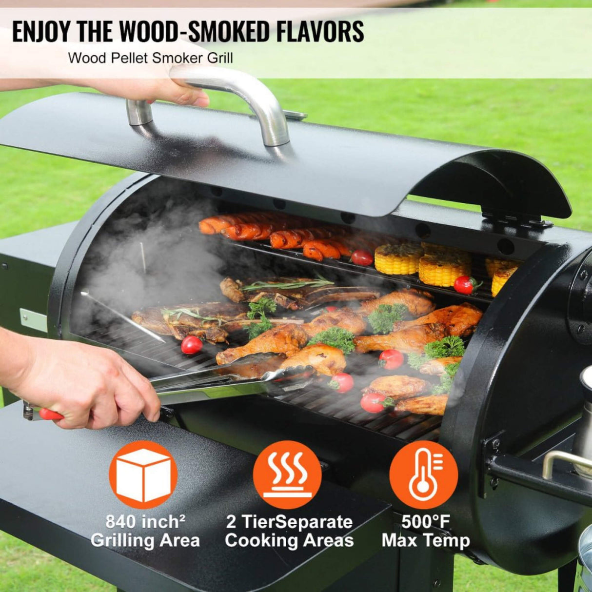 62-Inch Heavy-Duty Portable Wood Pellet BBQ Grill With Cart