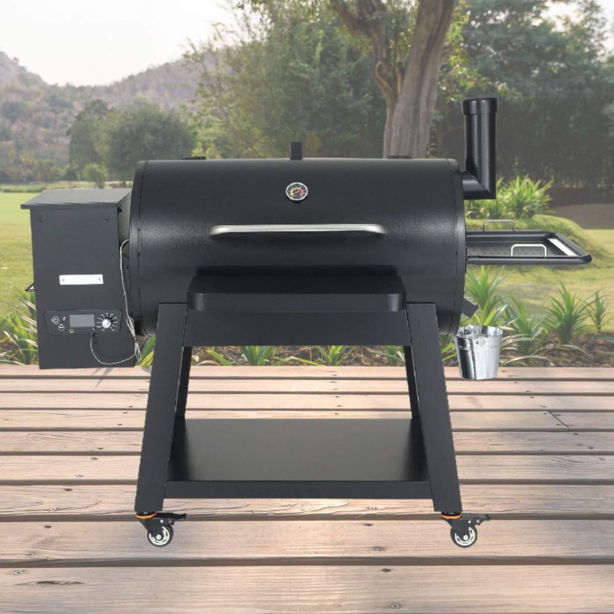 62-Inch Heavy-Duty Portable Wood Pellet BBQ Grill With Cart