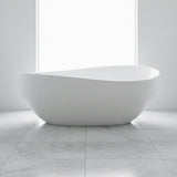 Nuvia 63-Inch Freestanding Glossy White Stone Resin Bathtub With Overflow And Drain (SAK42613)