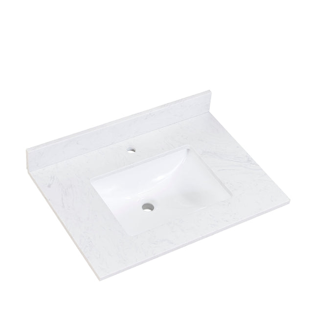 Salerno Single Sink Bathroom Vanity Countertop in Aosta White