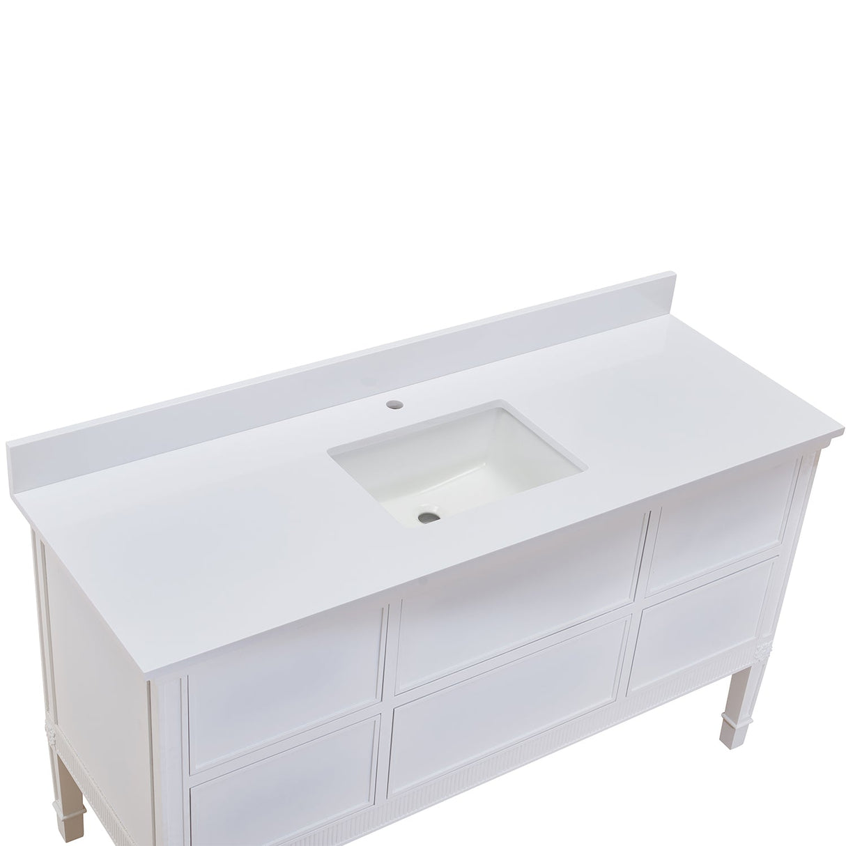 61 in. Composite Stone Vanity Top with White Sink
