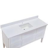 61 in. Composite Stone Vanity Top with White Sink