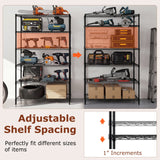 6-Tier Metal Storage Shelving Unit with V-Shaped Wire Rack for Home Garage-Black