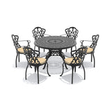 Alora 7-Piece Cast Aluminum Patio Furniture Set With Black Frame And Off-White Cushions (SAK12948)