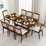 71 Inch Farmhouse Dining Table Wooden Kitchen Table for 6-8 with Rubber Wood Legs-Walnut