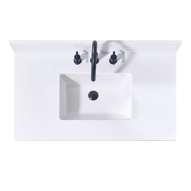 Andalo Stone effects Single Sink Vanity Top in Snow White with White Sink
