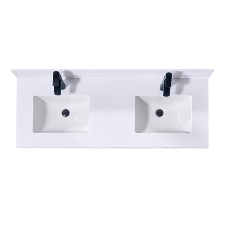 Caorle Stone effects Single Sink Vanity Top in Snow White with White Sink