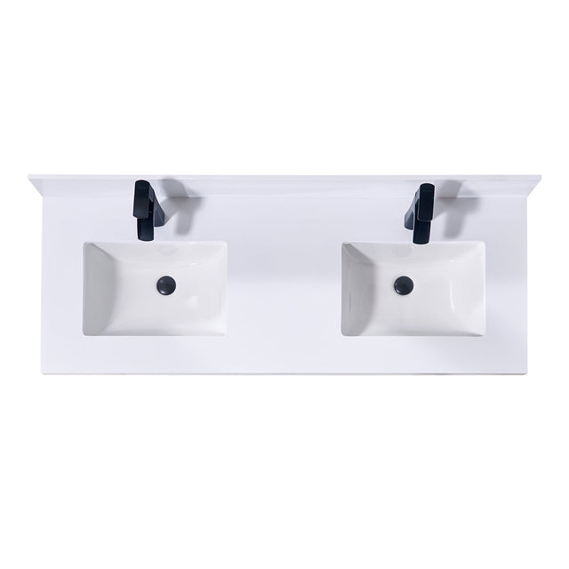 Caorle Stone effects Single Sink Vanity Top in Snow White with White Sink