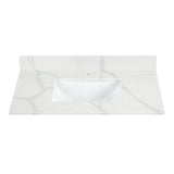 Arbios in Quartz Vanity Top in Calacatta White with White Sink