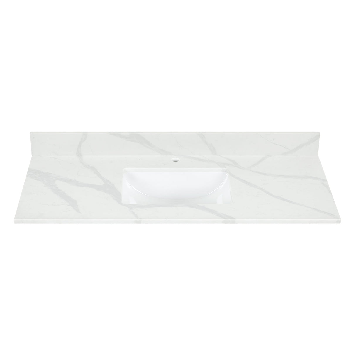 Arbios in Quartz Vanity Top in Calacatta White with White Sink