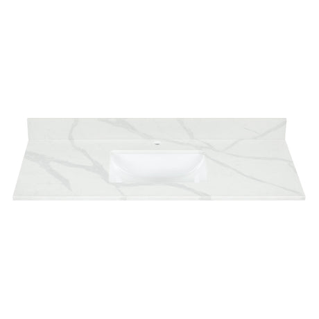 Arbios in Quartz Vanity Top in Calacatta White with White Sink