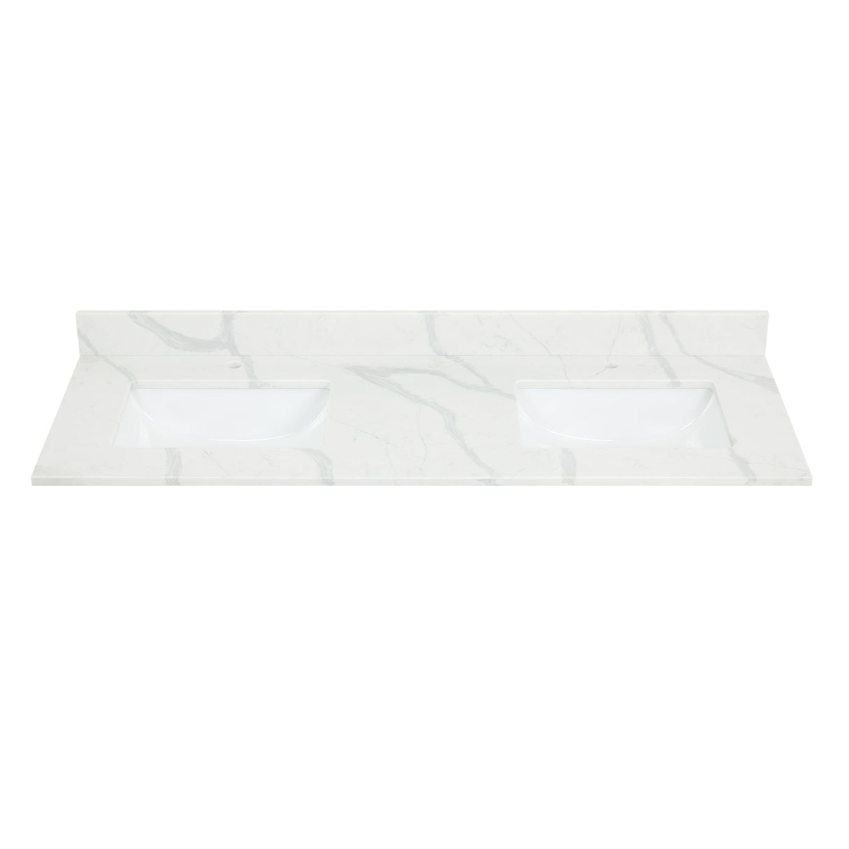 Arbios in Quartz Vanity Top in Calacatta White with White Sink