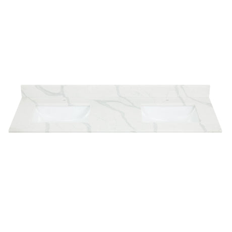 Arbios in Quartz Vanity Top in Calacatta White with White Sink