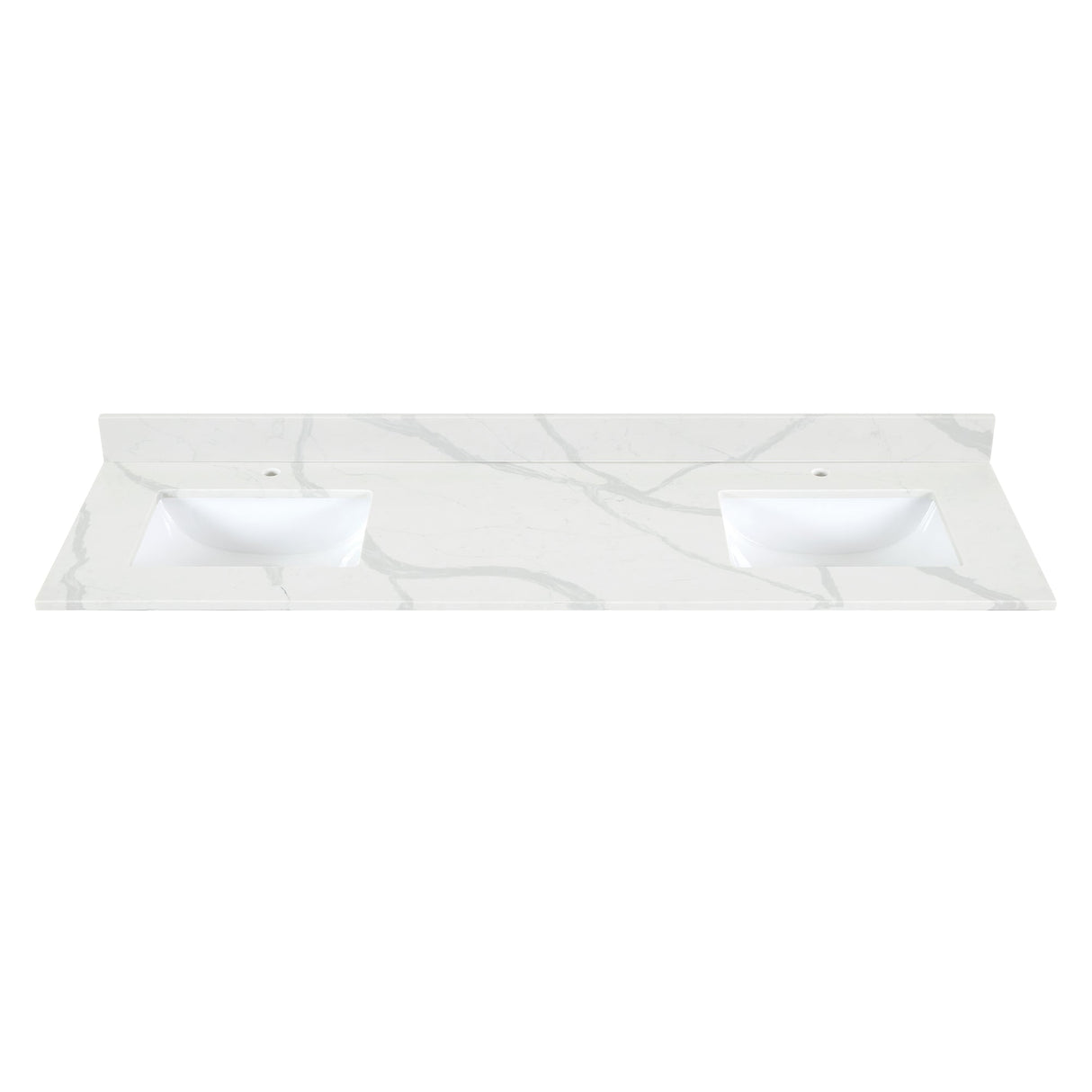 Arbios in Quartz Vanity Top in Calacatta White with White Sink