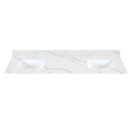 Arbios in Quartz Vanity Top in Calacatta White with White Sink