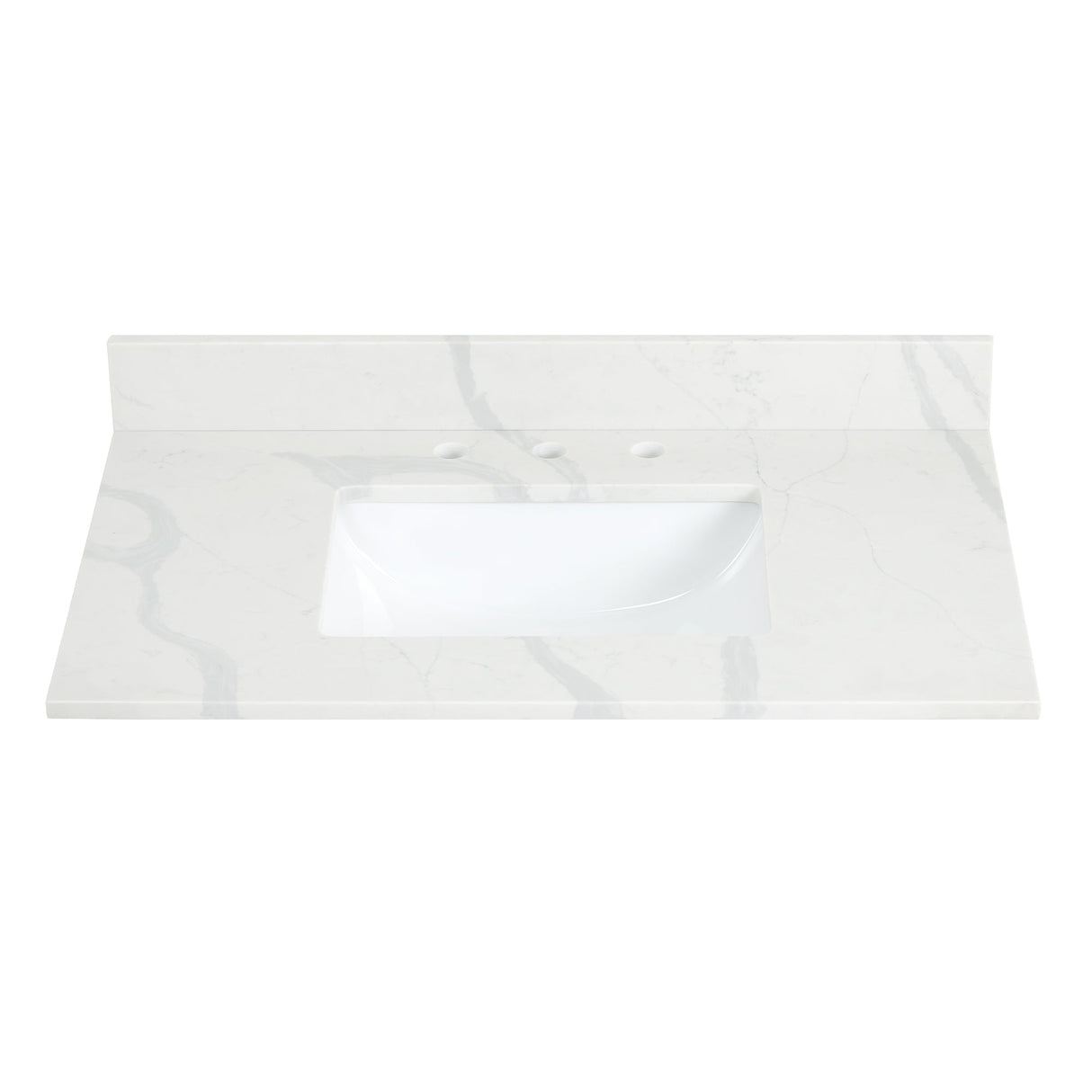 Arbios in Quartz Vanity Top in Calacatta White with White Sink