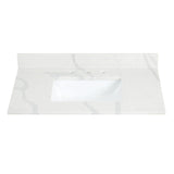 Arbios in Quartz Vanity Top in Calacatta White with White Sink