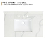 Arbios in Quartz Vanity Top in Calacatta White with White Sink