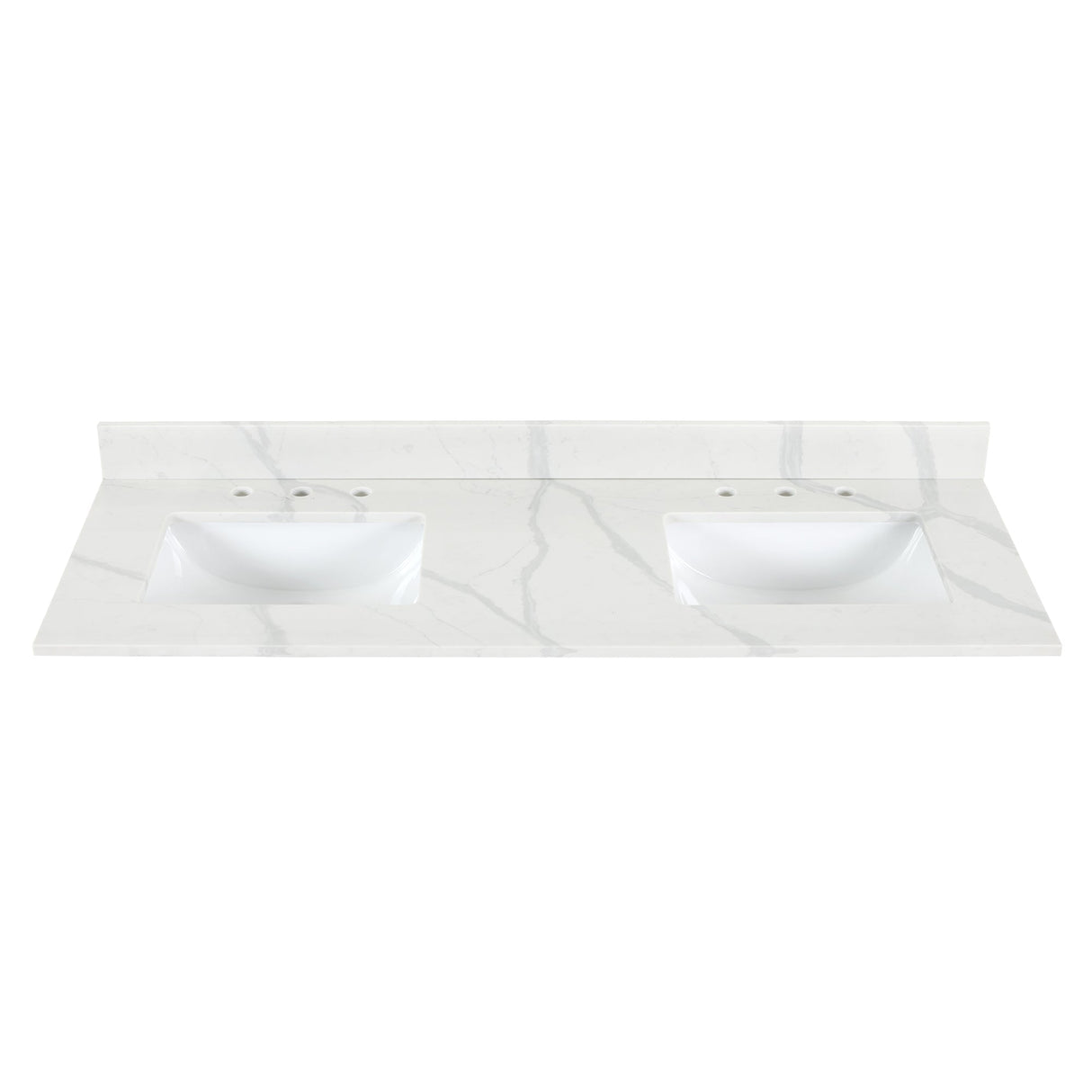 Arbios in Quartz Vanity Top in Calacatta White with White Sink