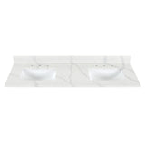 Arbios in Quartz Vanity Top in Calacatta White with White Sink