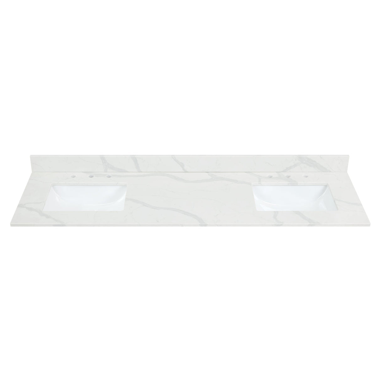 Arbios in Quartz Vanity Top in Calacatta White with White Sink